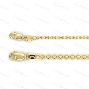 18K Solid Yellow Gold Ball Chain Necklace: 1.5mm or 2.5mm Thick image 4