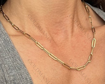 10K Yellow Gold Paperclip Chain Necklace - 4.2mm Link Chain