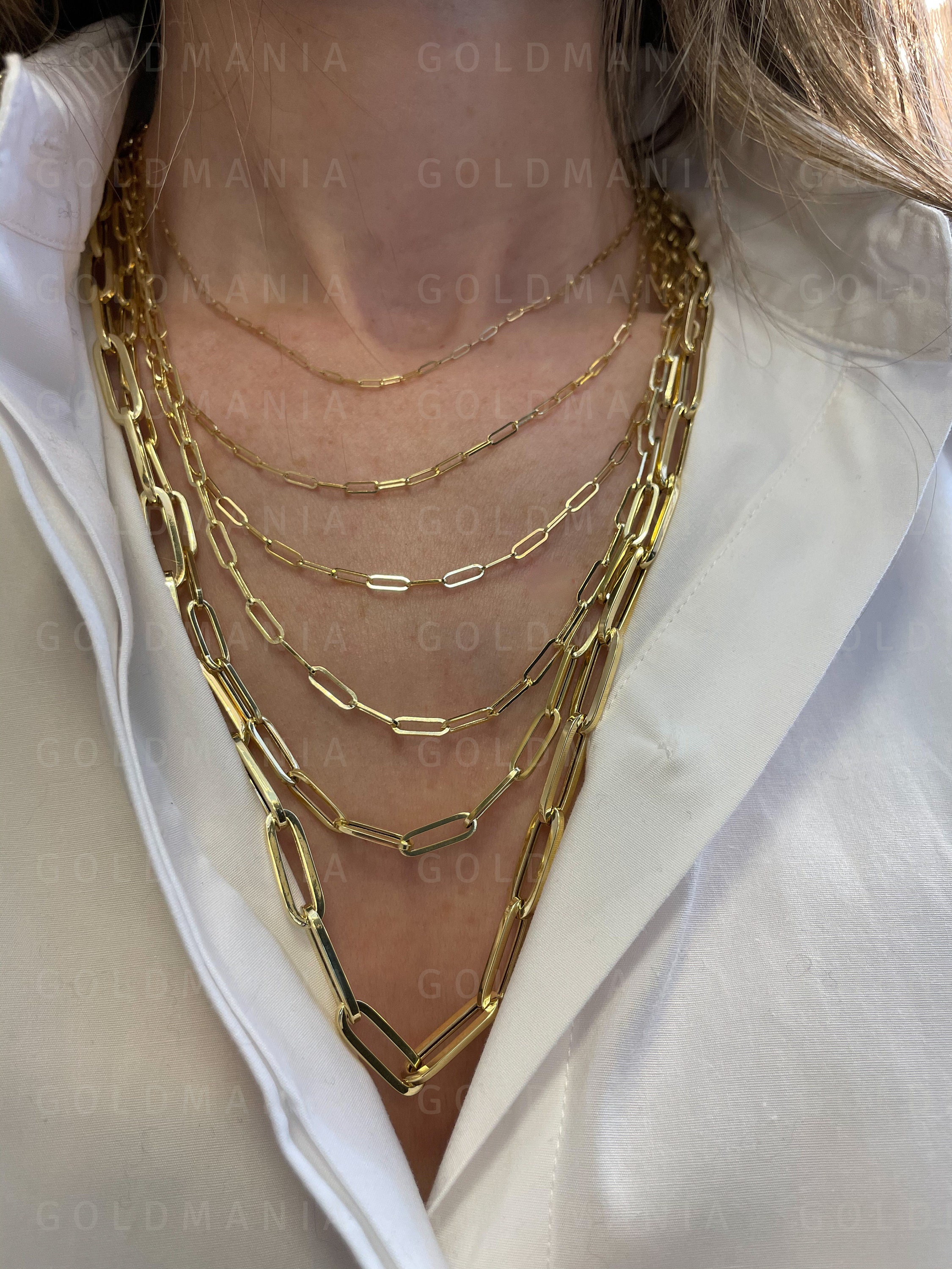 14K Yellow Gold Paperclip Chain 