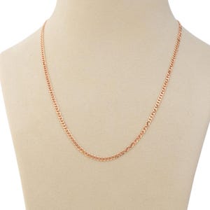 14K Solid Rose Gold Curb Link Chain Necklace, 16&quot; 18&quot; 20&quot; 24&quot;, 2.70 mm Thick, Real Gold Chain, Thin Curb Chain, Flat Link Chain, Women