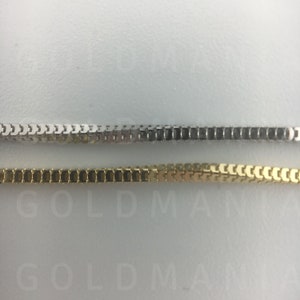 14K Solid Gold Milano Box Chain Necklace, 16" 18" 20" Inch, 1.1mm Thick, White Yellow Gold, Thin Gold Chain, Real Gold Chain, Woman Chain