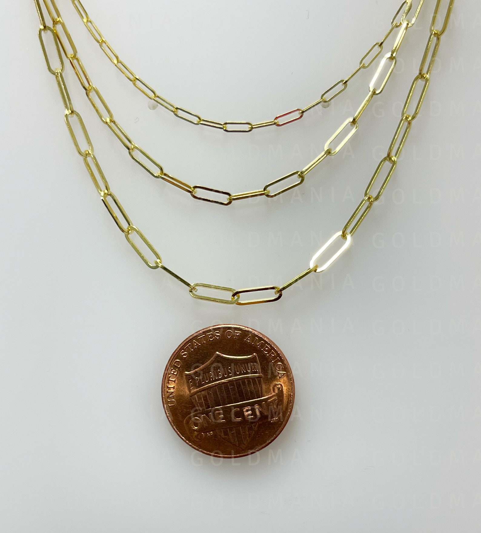 14K Yellow Gold Paperclip Chain Necklace 16 To Etsy