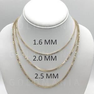 14K Yellow Gold Box Chain Necklace, Women&#39;s & Men&#39;s Real Gold Jewelry
