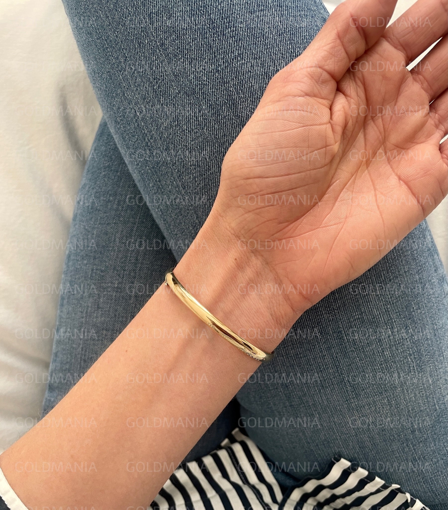 アクセサリー Simple Gold Bangle K10YG Bangle Bracelet 10K Yellow Gold, 7