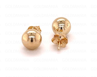 14K Yellow Gold Ball Stud Earring Set, 3mm 4mm 5mm 6mm 7mm 8mm 10mm Thick, Real Gold Studs, Gold Ball Studs, Gold Ball Earrings, Push Back