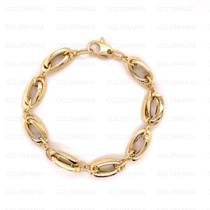 14K Gold Double Elongated Oval Link Bracelet, 7.50&quot; Inch, 8.20 mm Thick