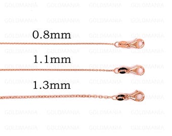 Collana a maglia sottile con catena a cavo taglio diamante in oro rosa massiccio 14 carati: collana a maglie sottili