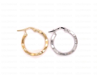 14Kホワイトゴールド ツイストフープピアスセット - 15mm - Etsy 日本