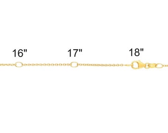 14K Solid Yellow Gold Cable Chain Necklace: Adjustable Diamond Cut