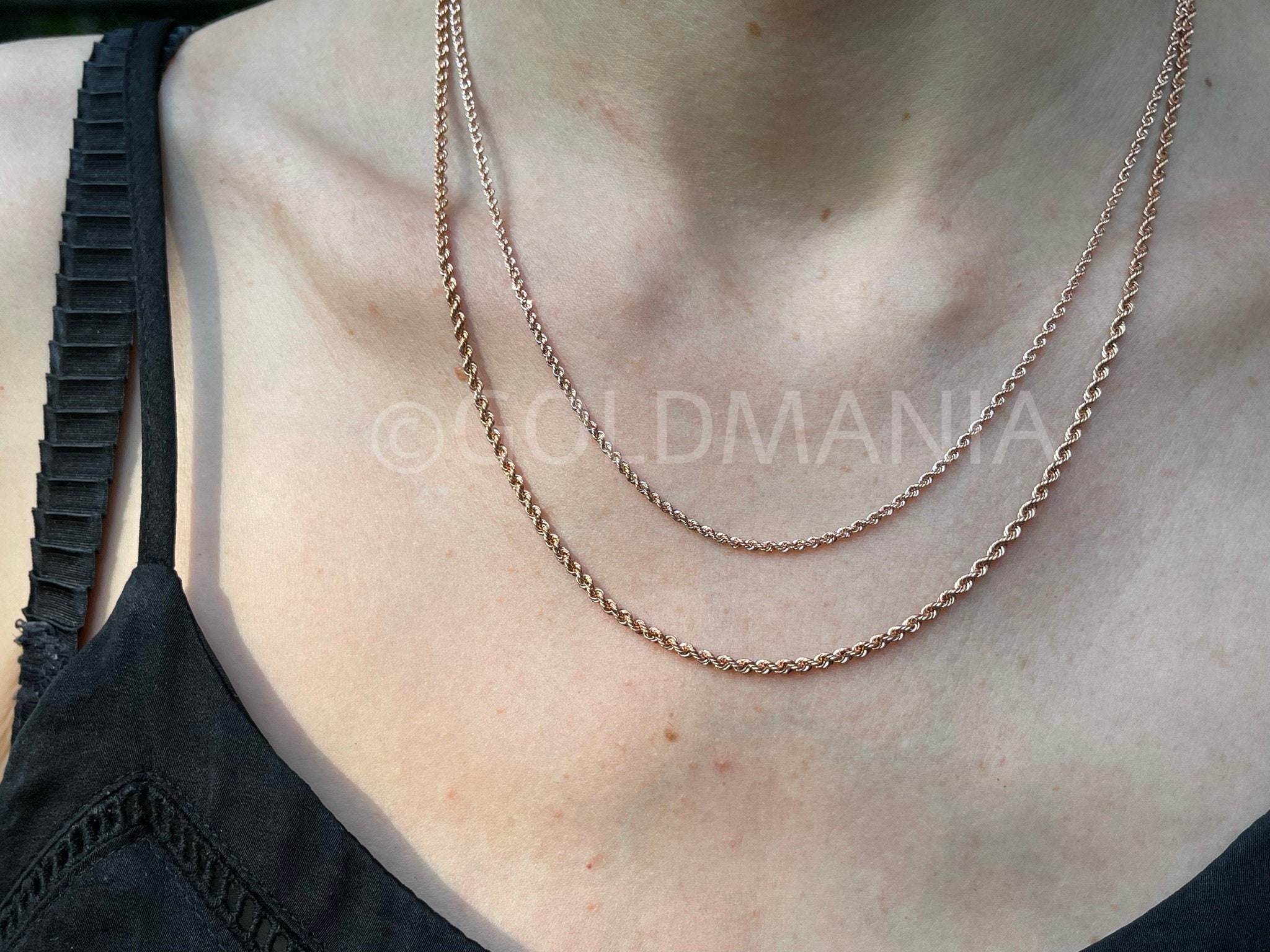 14K Solid Rose Gold Diamond Cut Rope 