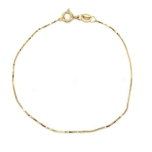 14K Solid Gold Dainty Box Chain Bracelet, Real Gold Bracelet for Women, 5.5&quot; 6&quot; 6.5&quot; 7&quot; 7.5&quot; 8&quot;, Thin Bracelet, Yellow White And Rose Gold