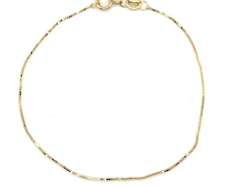 Pulsera de cadena fina de oro macizo de 14 quilates: Oro auténtico para mujer