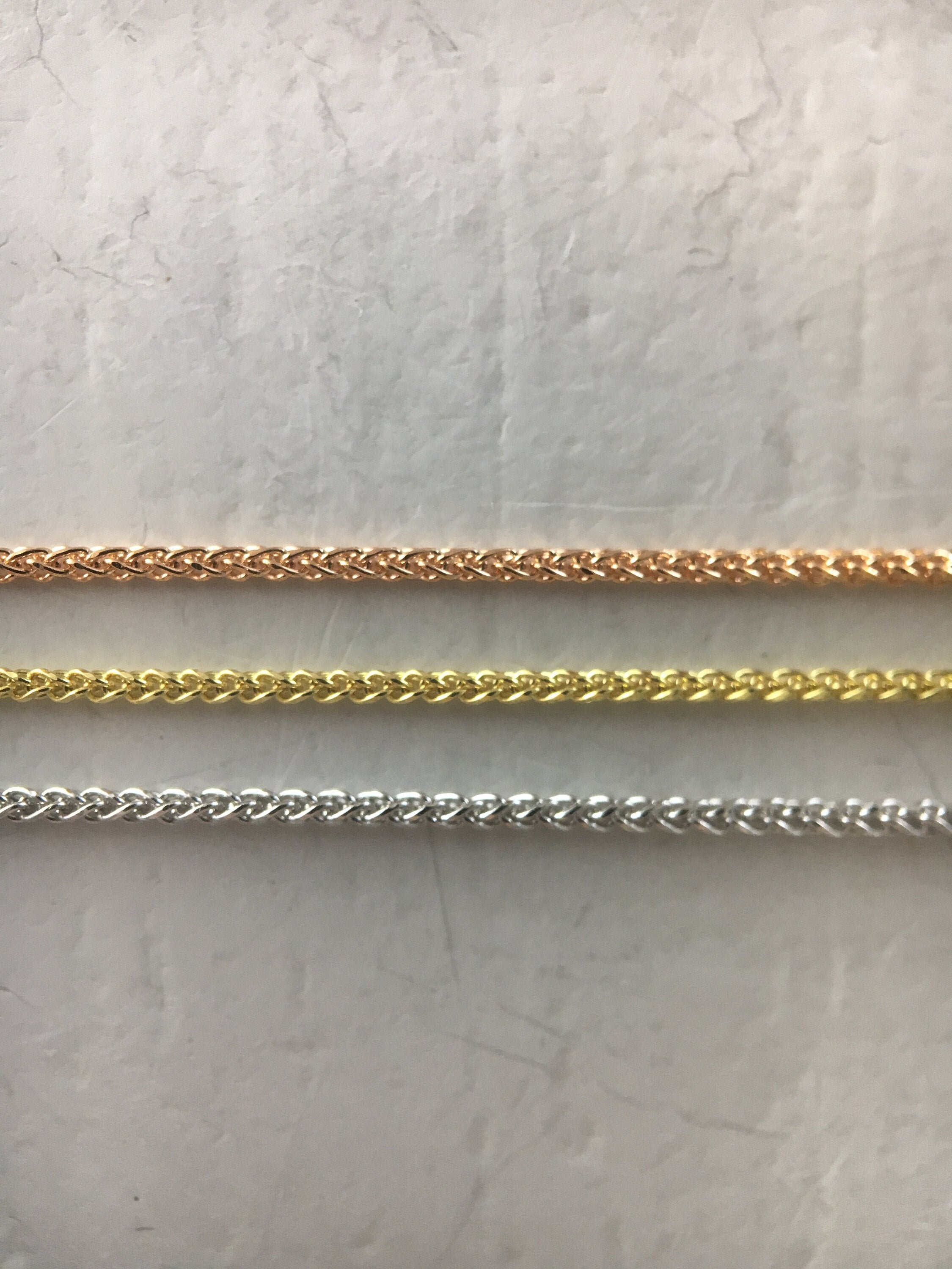 Solid 10K Gold Diamond Cut Wheat Chain 