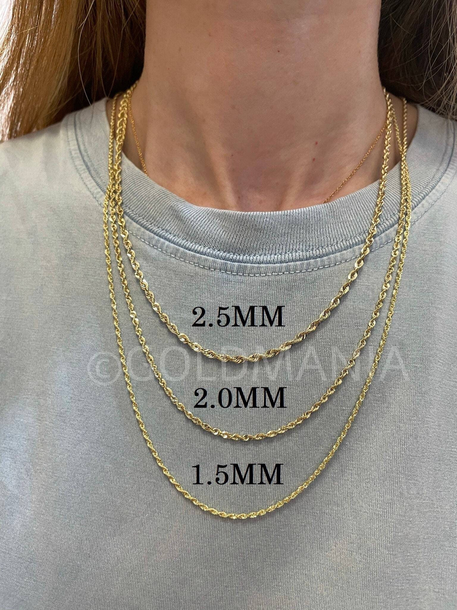 Collana Con Catena A Corda In Oro Rosa 10K / Collana In Oro Vero Taglio - Foto 3