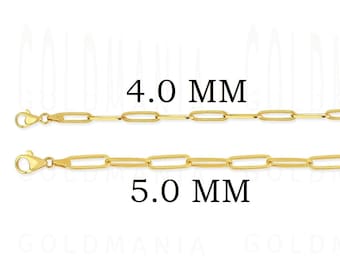 Halsband med pappersklämmor i 14 karat gult guld (4 mm, 5 mm)