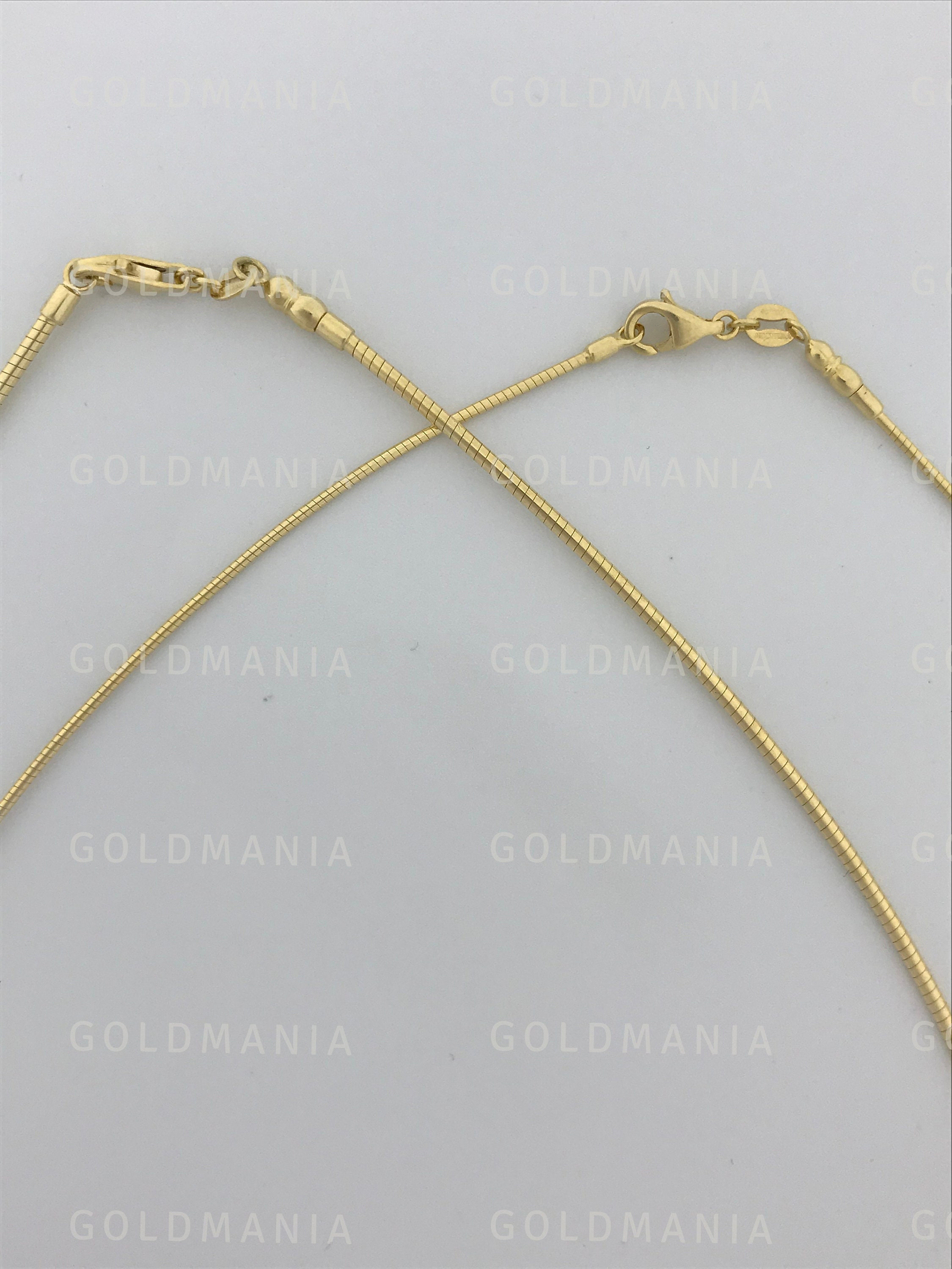 14K Solid Yellow Gold Round Omega Chain 