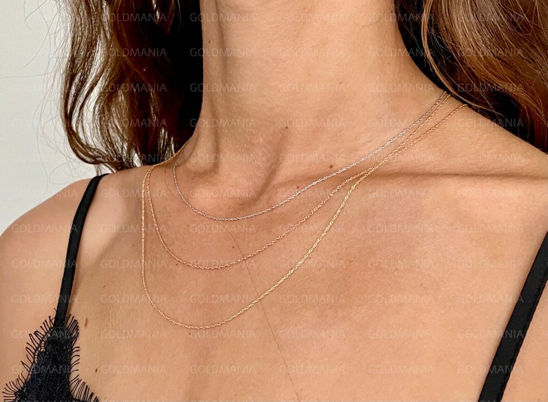 14K Solid Gold Singapore Twist Chain Necklace: Yellow White or Rose ...