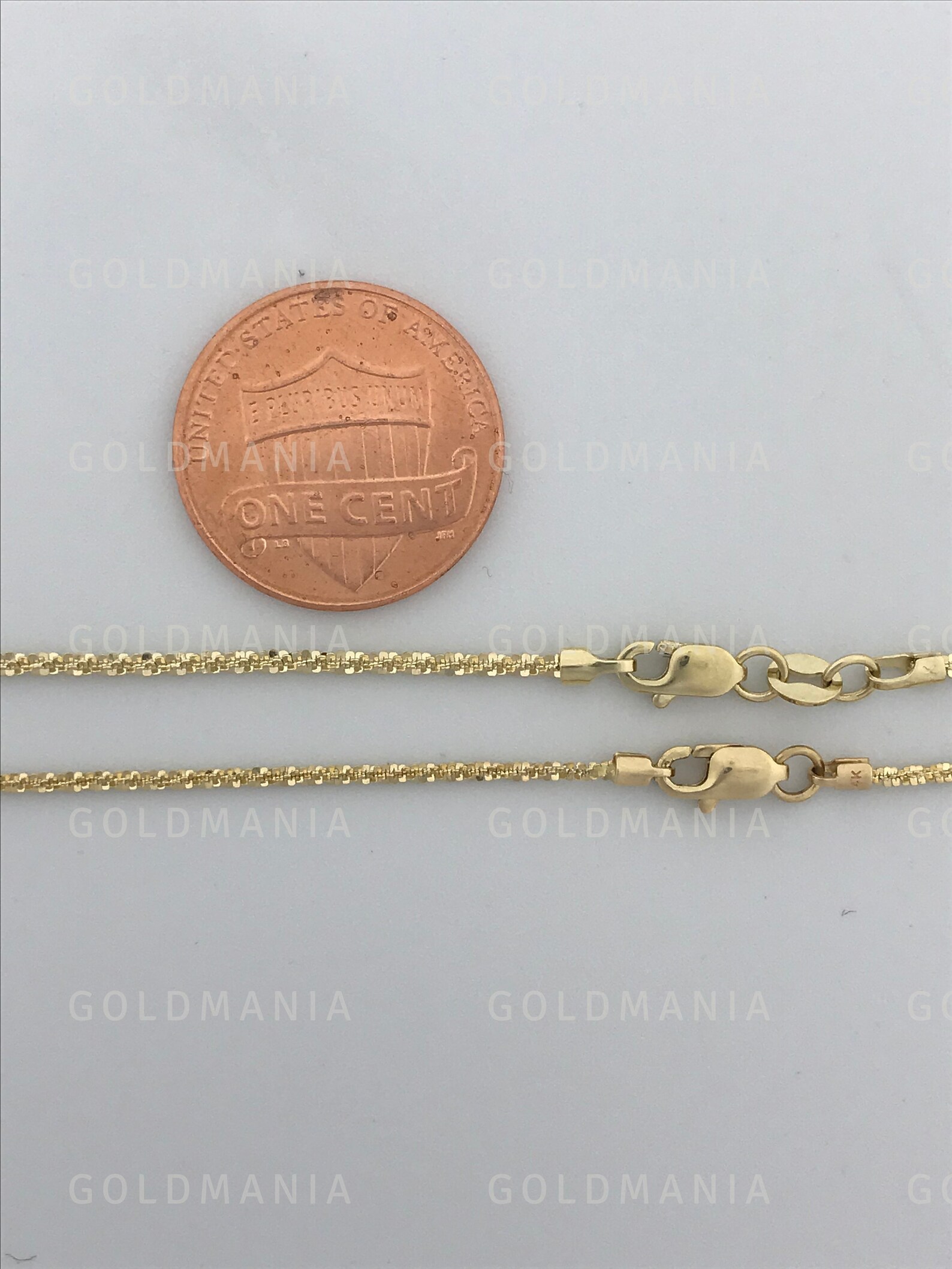 Solid 14K Yellow Gold Sparkle Rope Chain Necklace 16 Etsy