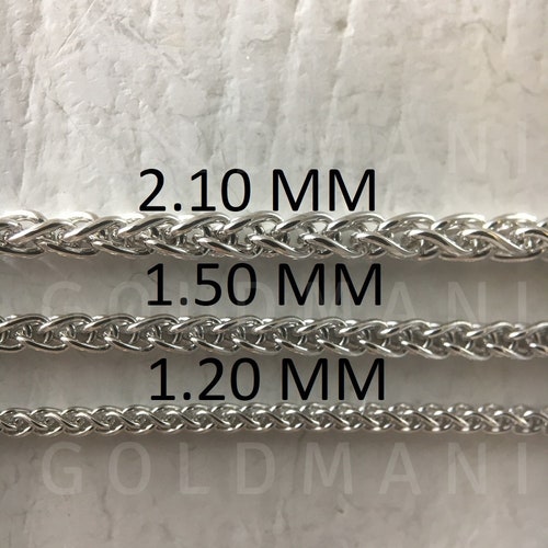 14 kt White Gold 14K White Gold 1.5mm Round Diamond-Cut Wheat Chain Length 16 in