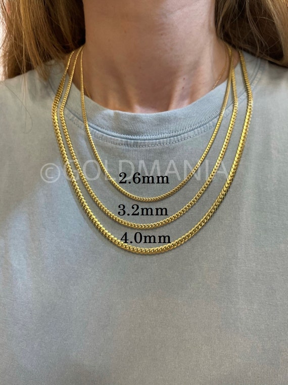  Chain For Name Necklace, Replacement Chain For Nameplate Real  Solid Gold 14 inch 16 inch 18 inch Layering Chain For Name Tag Necklass :  Handmade Products