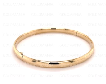 14K Gold Bangle Bracelet, 5mm Thick, Stackable Bangles, 14K Rose White Yellow Gold, Real 14K Gold Bracelet, Polished Gold Bangle, Women