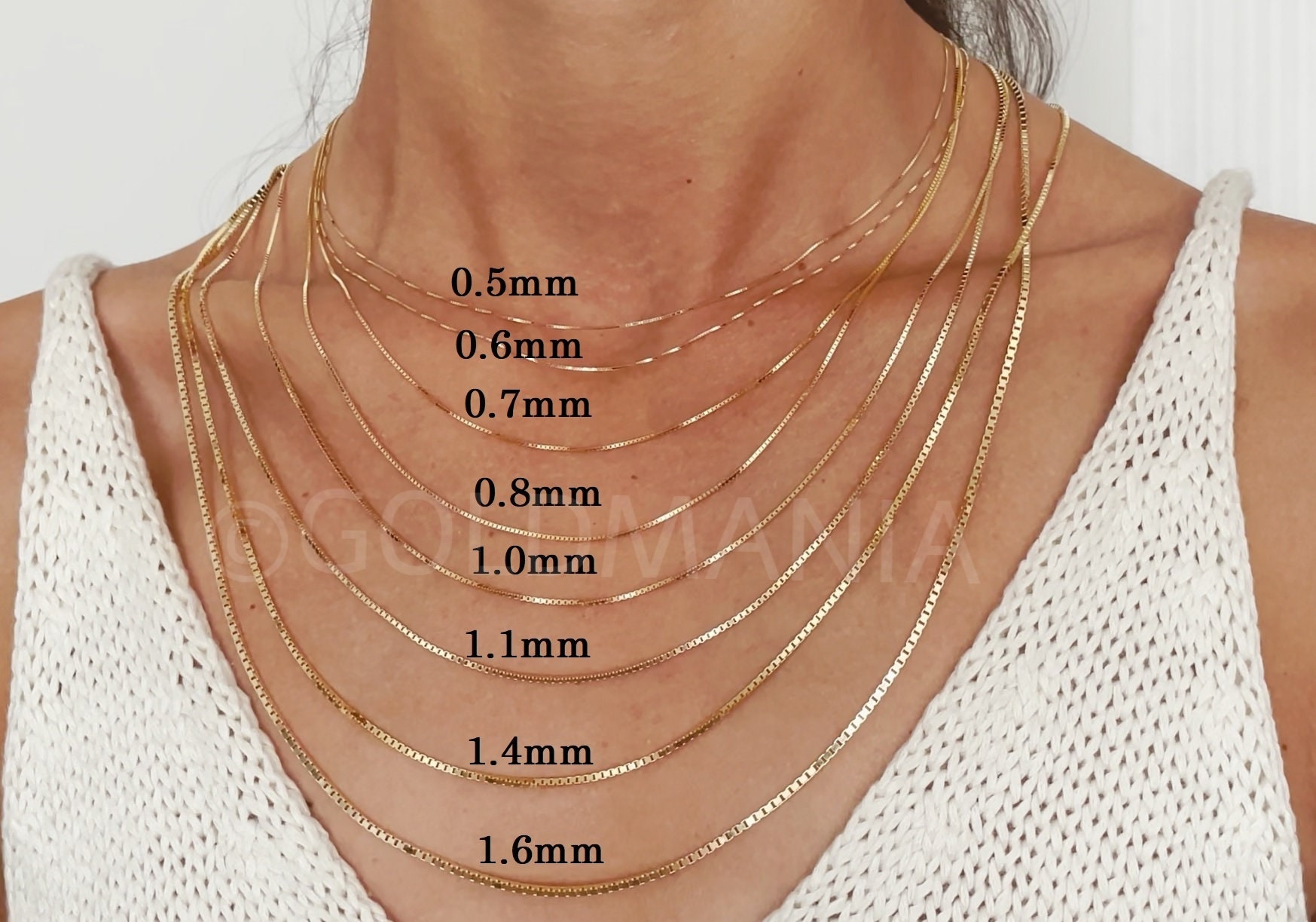 Box Chain Necklace in 18K Rose Gold, 3.4mm