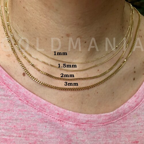 14K Solid Yellow Gold Gourmette Chain Necklace 20 - Etsy