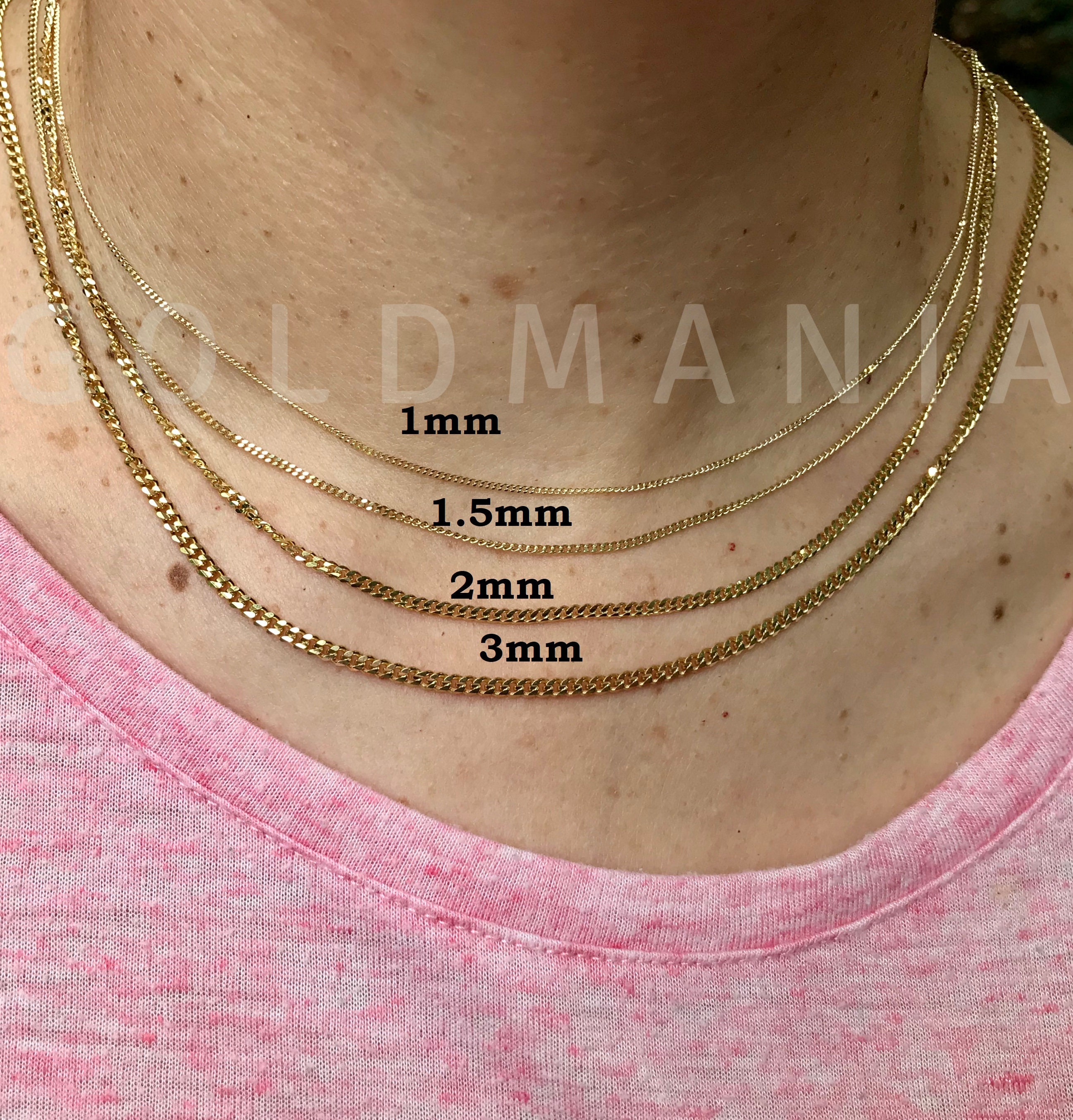 14k Yellow Gold Curb Chain CHOOSE YOUR WIDTH Link Necklace