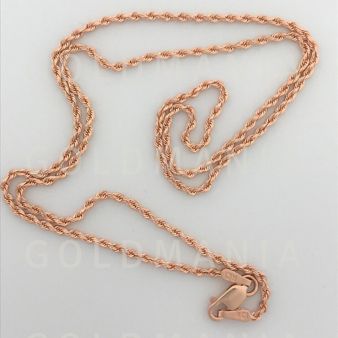 Rope Chain 14K Rose Gold, Solid Gold Rope Chain, Rose Gold Rope ...
