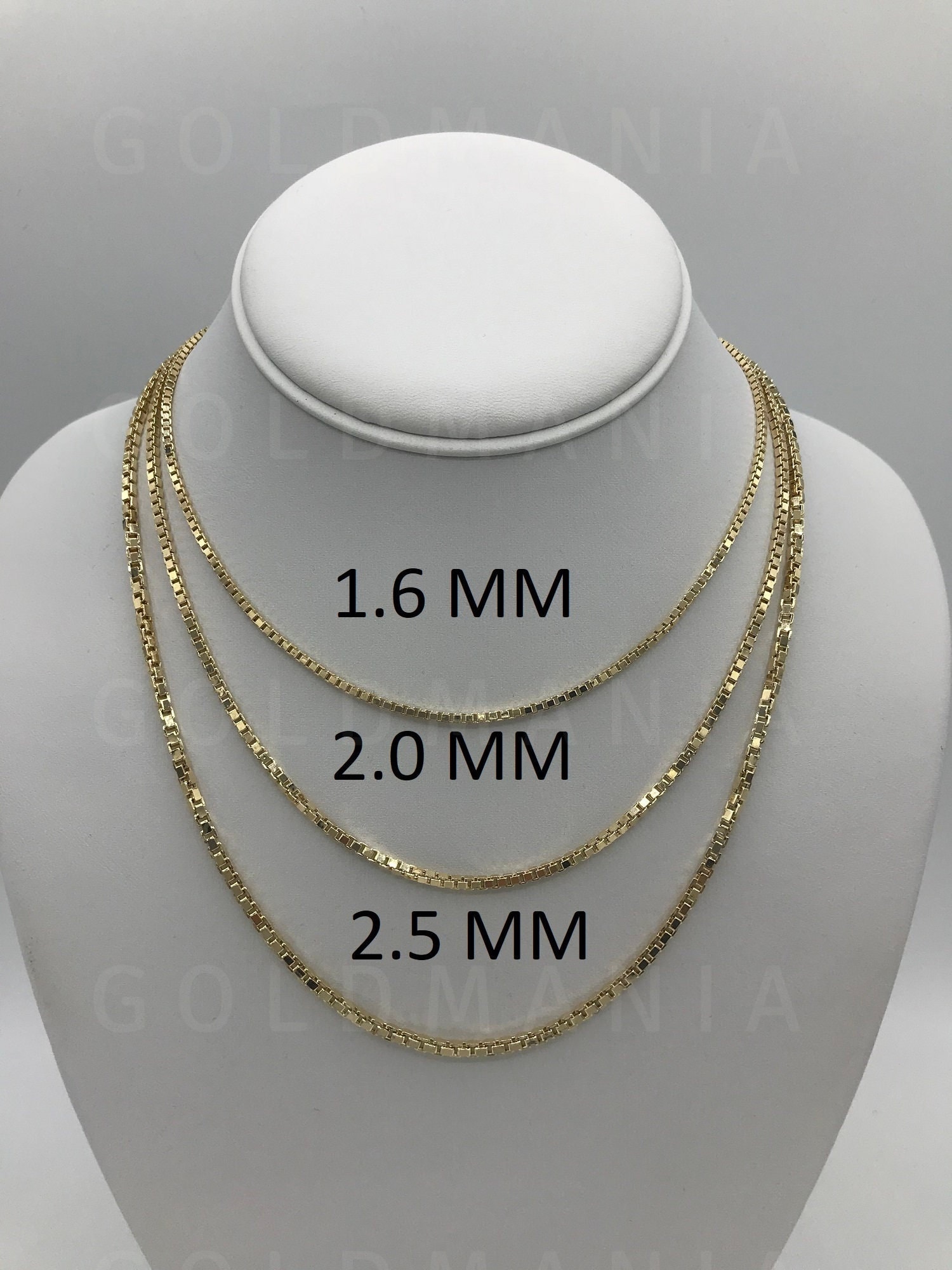 14K Yellow Gold Box Chain Necklace 18 