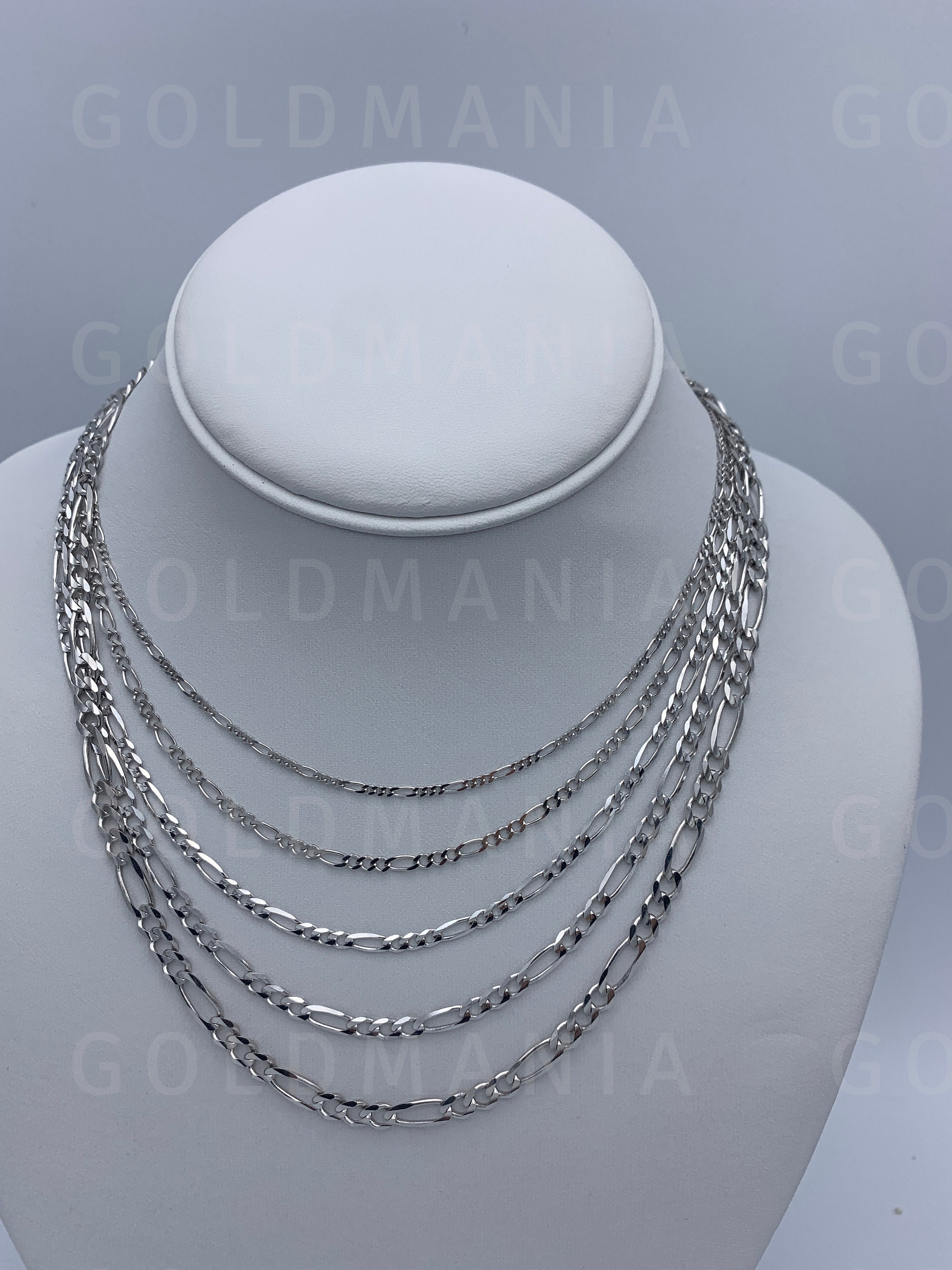 Collana Catena A Perline In Oro Bianco 14kt 1.0 Mm | Vero Oro Con Taglio Diamante | Gioiello In Scatola Regalo