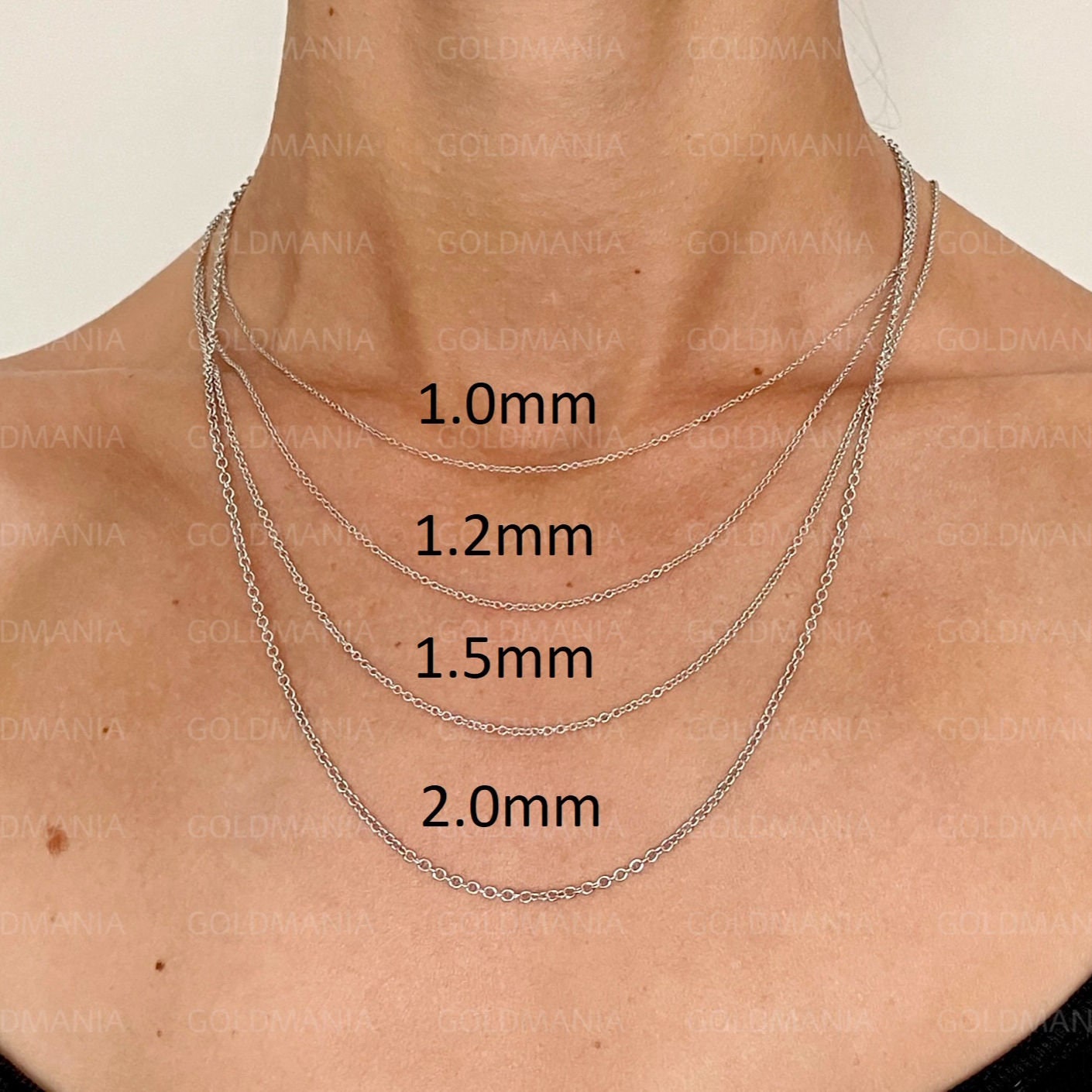 Collana Oro Bianco 14K A Grano – Catena Spiga 1.0 Mm – Disponibile In Varie Lunghezze