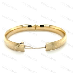14K Gold Floral Bangle Bracelets, Hinged Bangles, Textured Bangles, Stackable Bangles, Real Gold Bangle, Women Gold Bracelets image 9