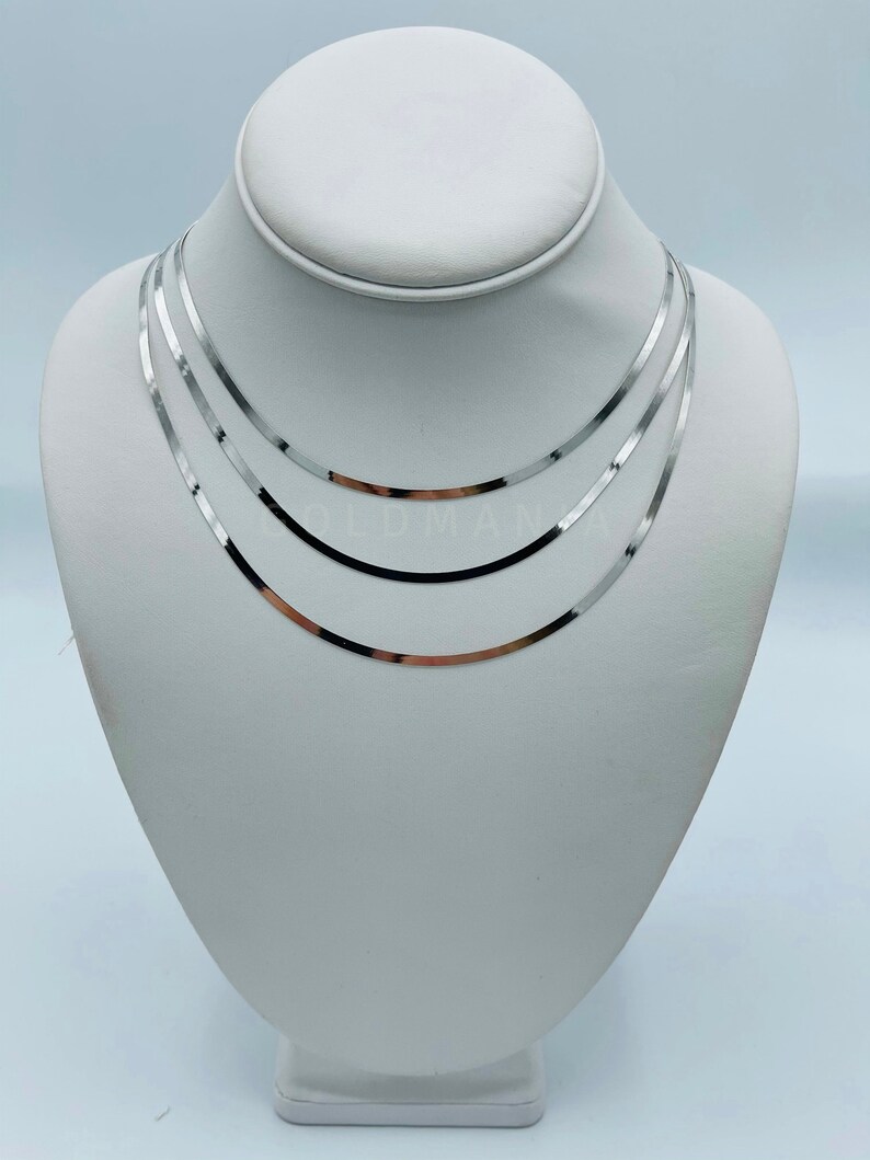 14K Solid White Gold Herringbone Necklace Chain 16 Etsy