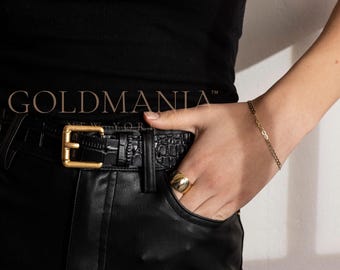 10K Yellow Gold Mariner Link Bracelet: Flat Chain, Real Gold
