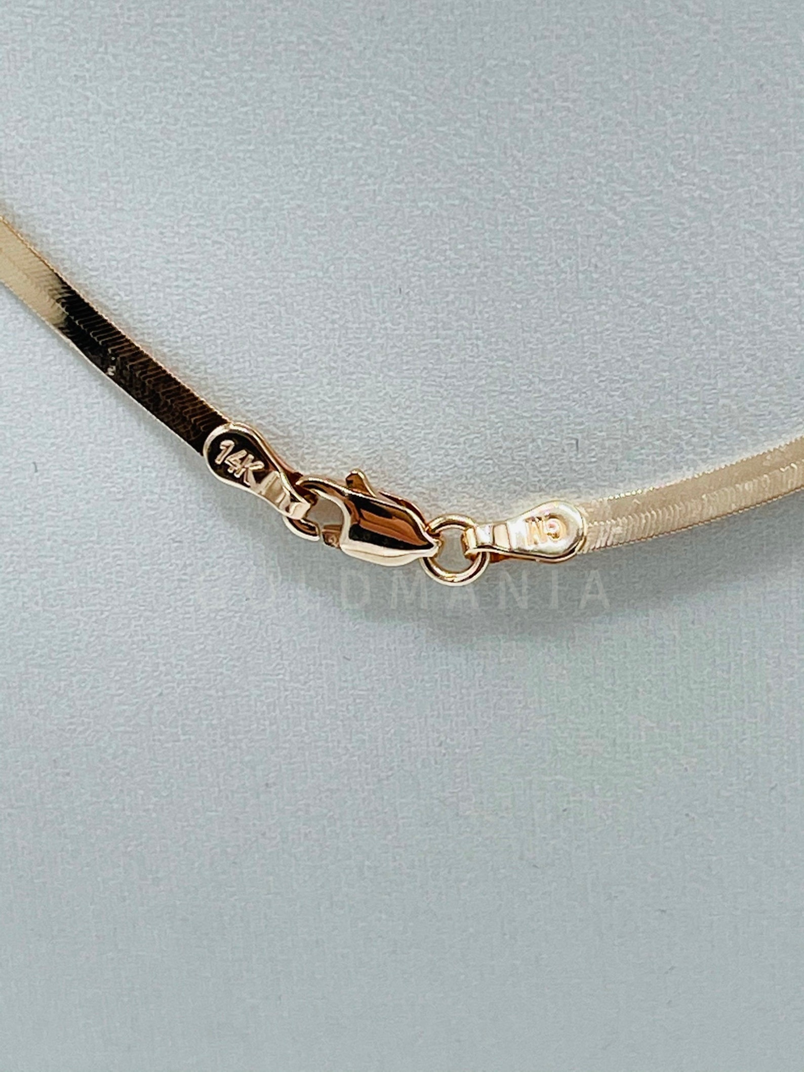 14K Solid Rose Gold Herringbone Chain Necklace 16 Etsy