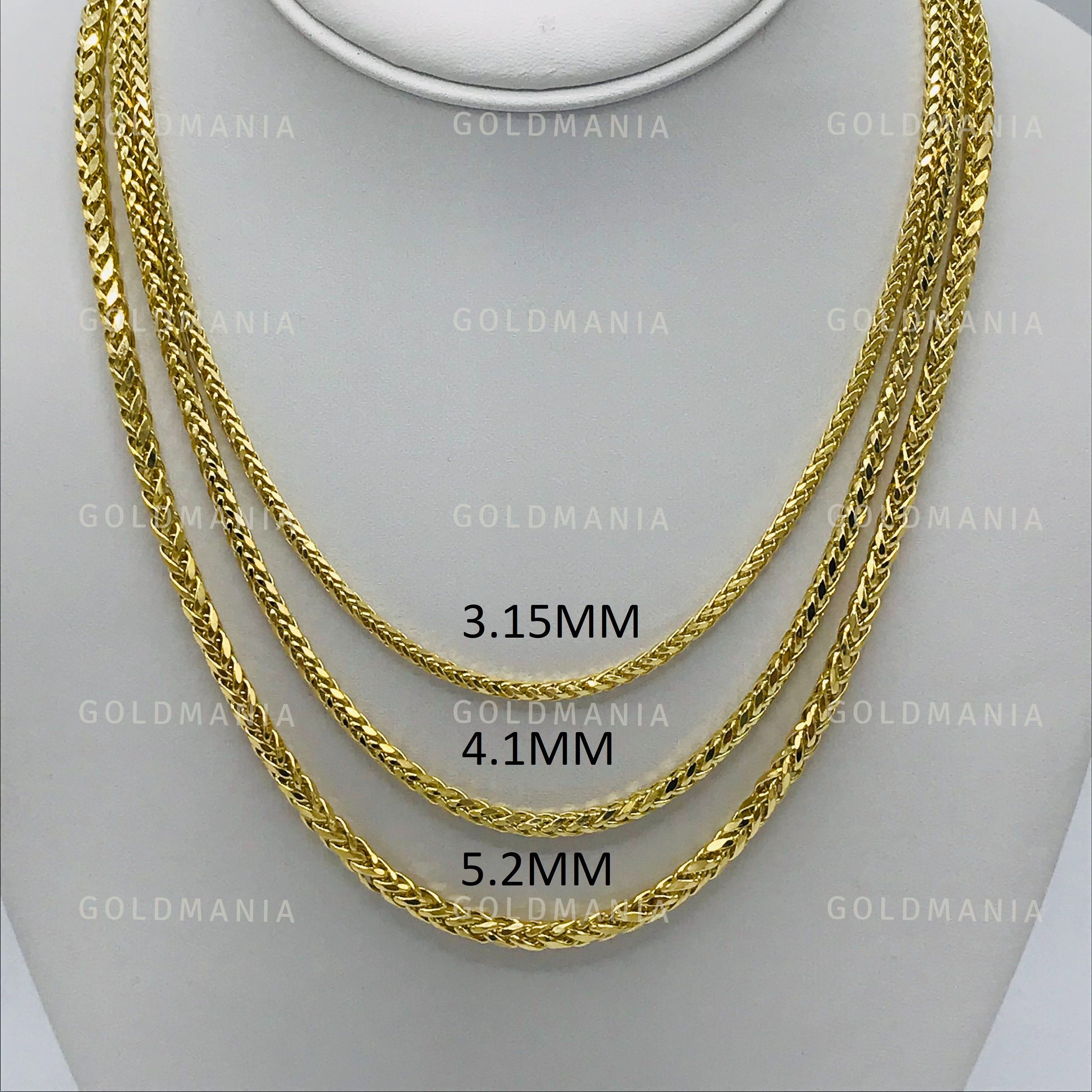 14K White Gold .80mm Round Diamond Cut Wheat Chain Necklace for