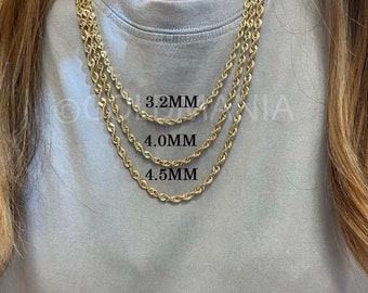 10K Yellow Gold Diamond Cut Rope Chain 