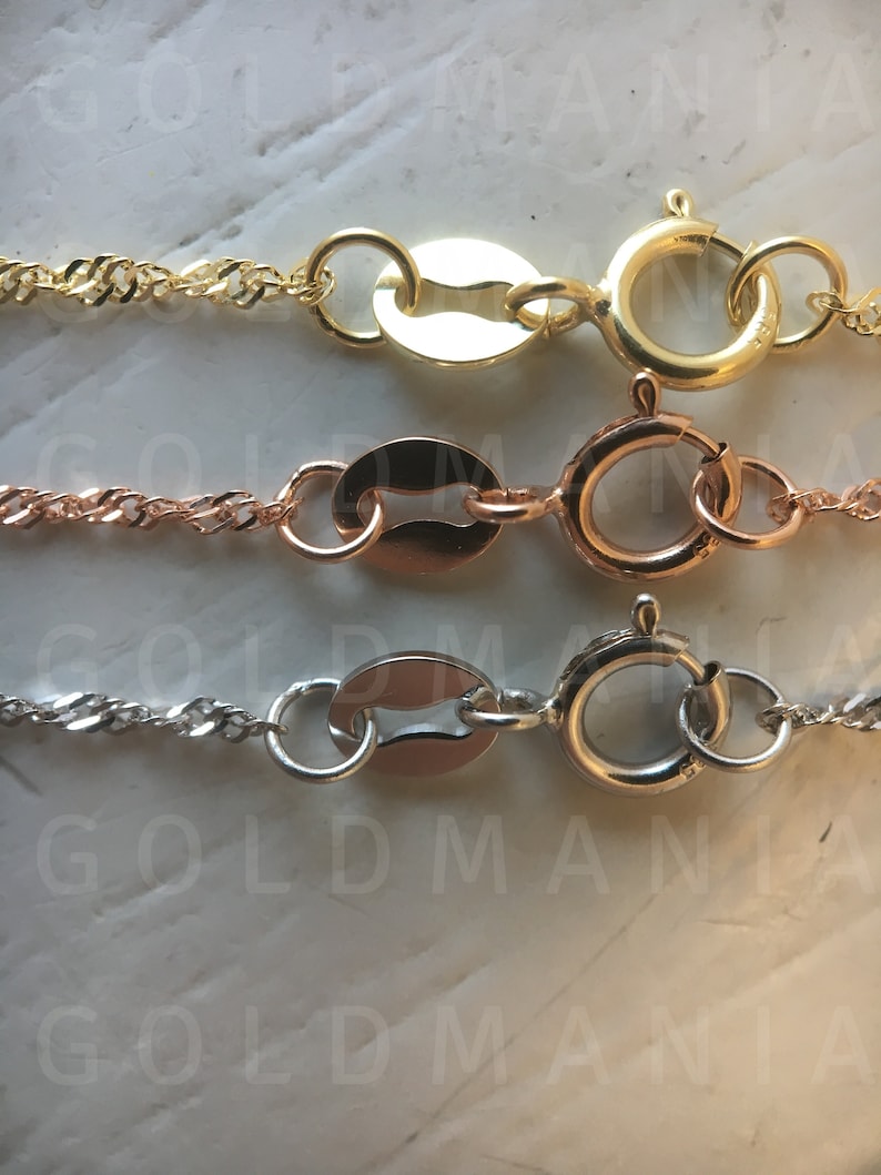 14K Solid Gold Twist Singapore Chain Necklace 16 Etsy