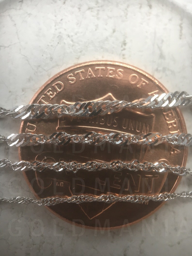 Collar de Singapur de oro blanco macizo de 14 quilates: cadena de oro auténtico de 0,8 mm a 1,7 mm imagen 9