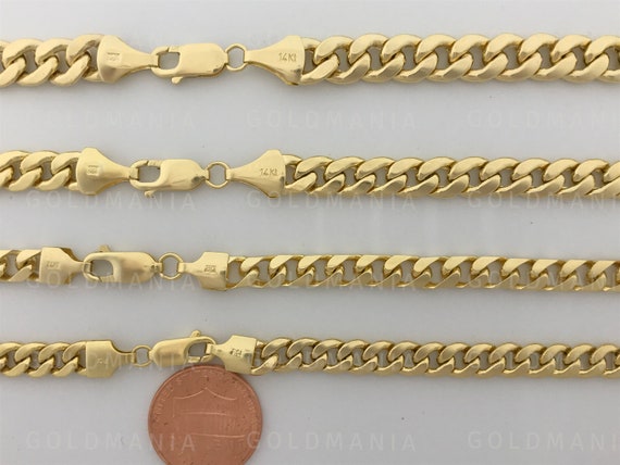 14k HOLLOW Real Yellow Gold Miami Cuban Link Chain Necklace 4.5