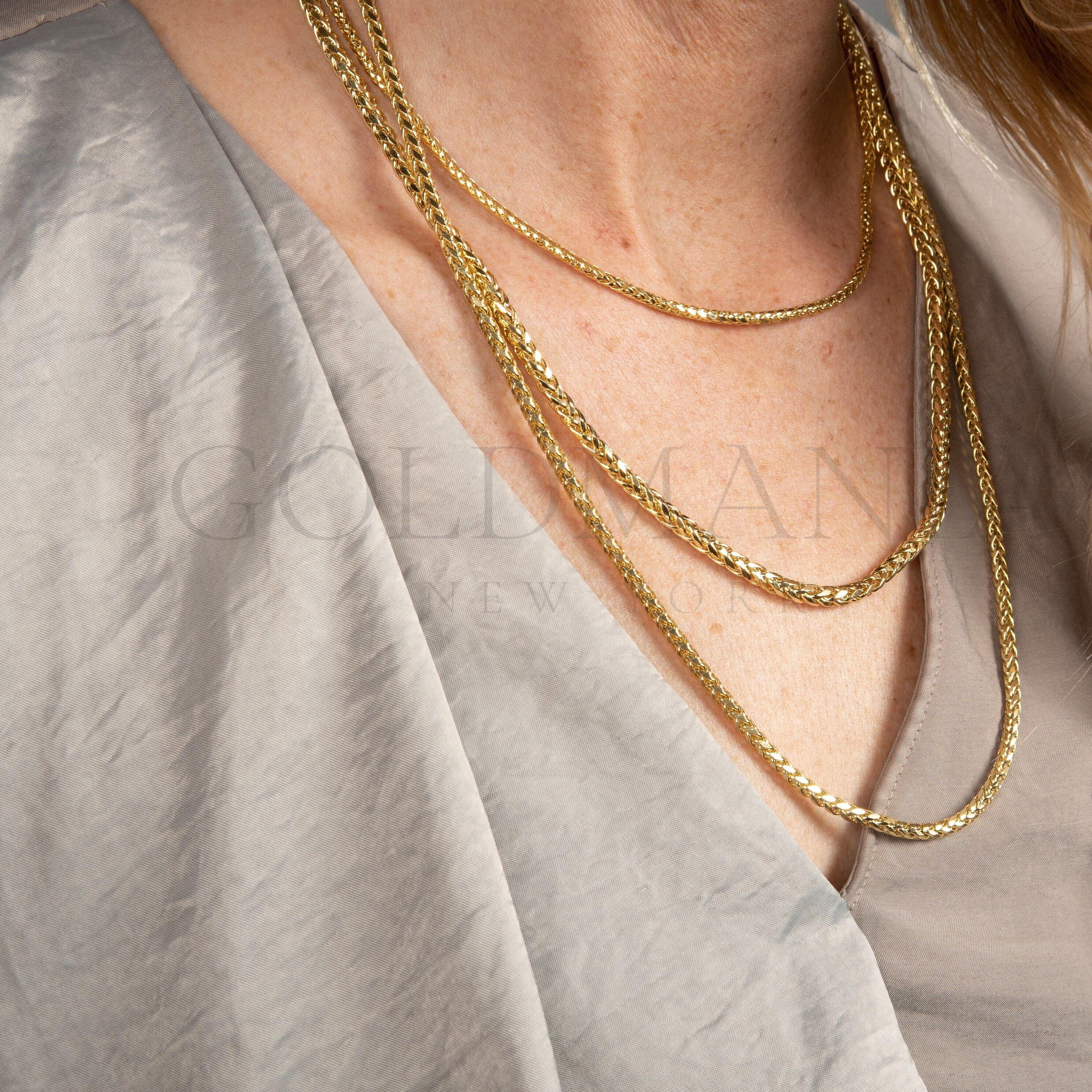 14Kイエローゴールド ダイヤモンドカット ウィートチェーンネックレス