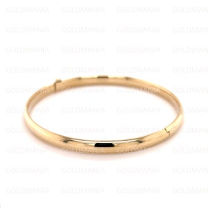 10K Yellow Gold Bangle Bracelet, 5mm Thick, 7" Inch, Stackable Bangles, Real Gold Bracelet, Polished Gold Bangle, Women Gold Bracelet