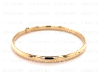 10K Yellow Gold Bangle Bracelet, 5mm Thick, 7&quot; Inch, Stackable Bangles, Real Gold Bracelet, Polished Gold Bangle, Women Gold Bracelet