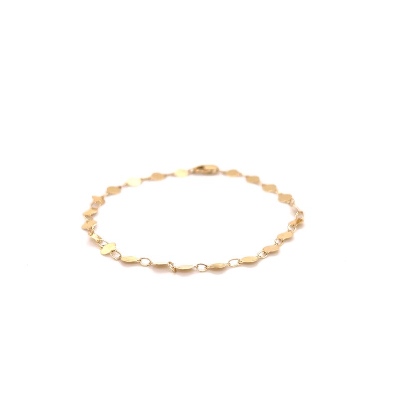 14K Yellow Gold Round Mirror Link Chain Bracelet, 7" Real Gold Bracelet image 11