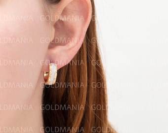 Echte 9 Karat Gelbgold 16 Mm Huggies Ohrring | Männer Und Frauen