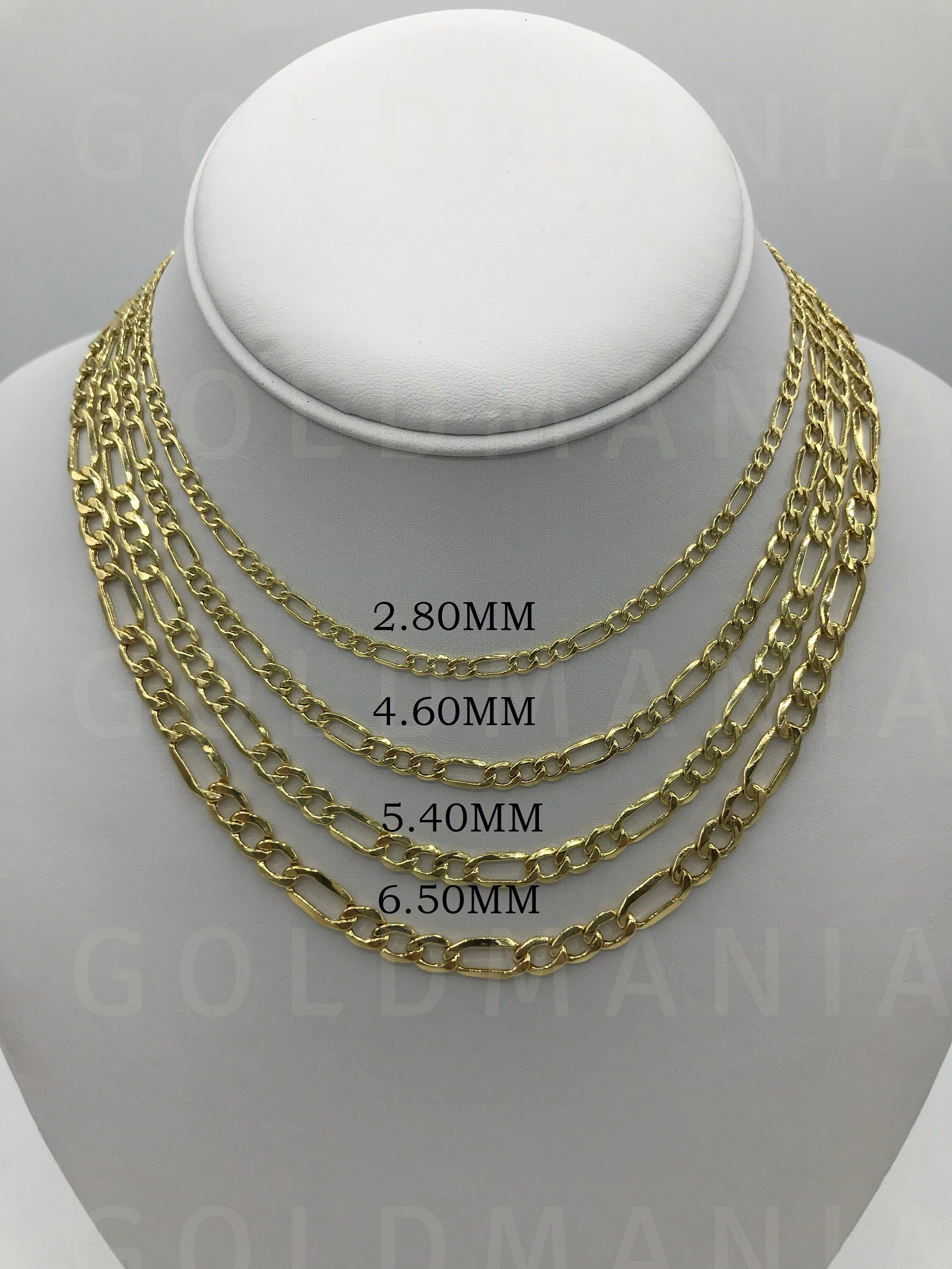 Figaro Chain 10K Yellow Gold 18 20 24 