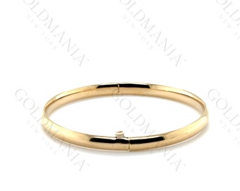 14k Yellow Gold Polished Bangle - 5.5 Inch for Small Wrist