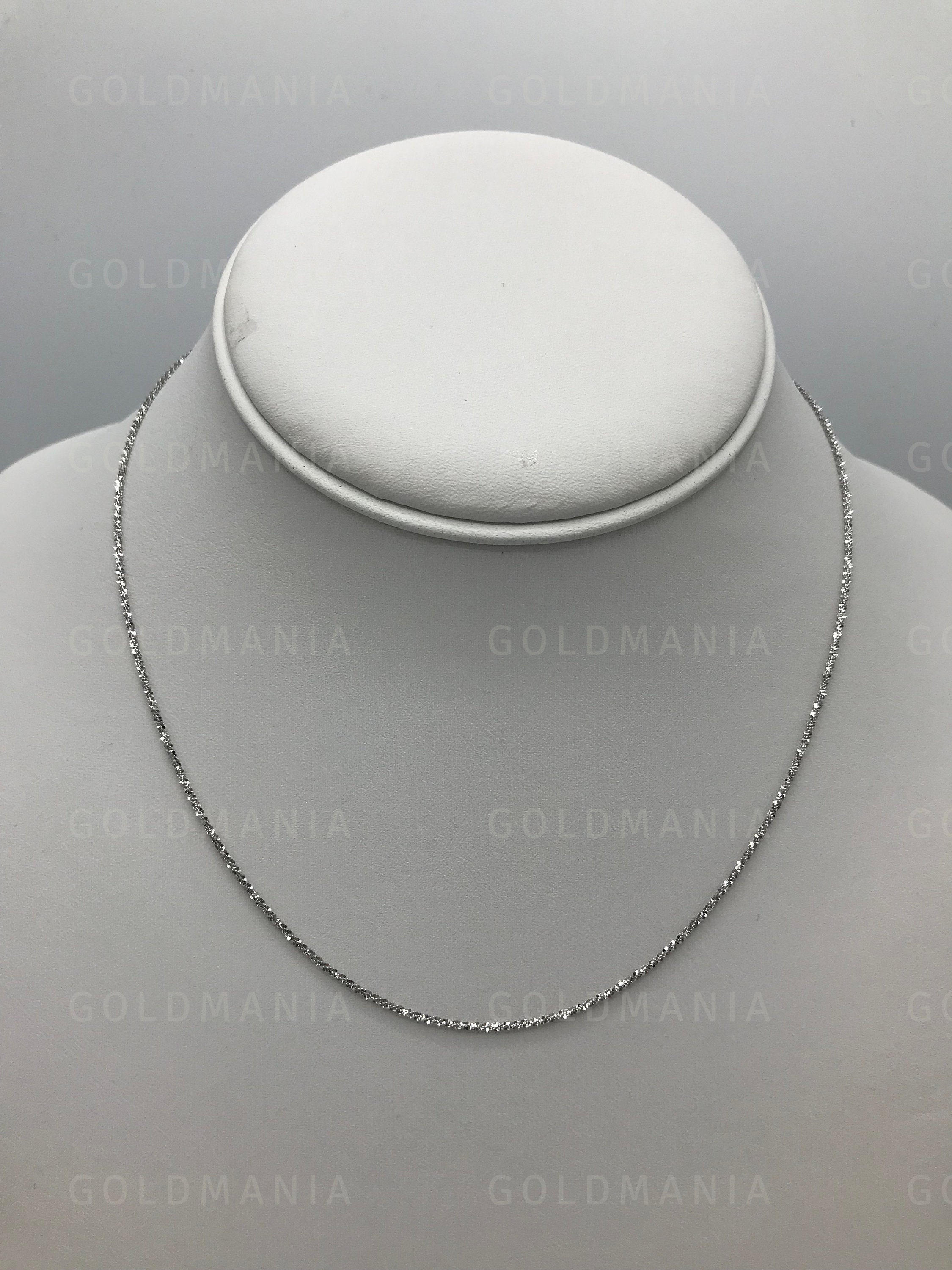 Solid 14K White Gold Sparkle Rope Chain Necklace 16 Etsy