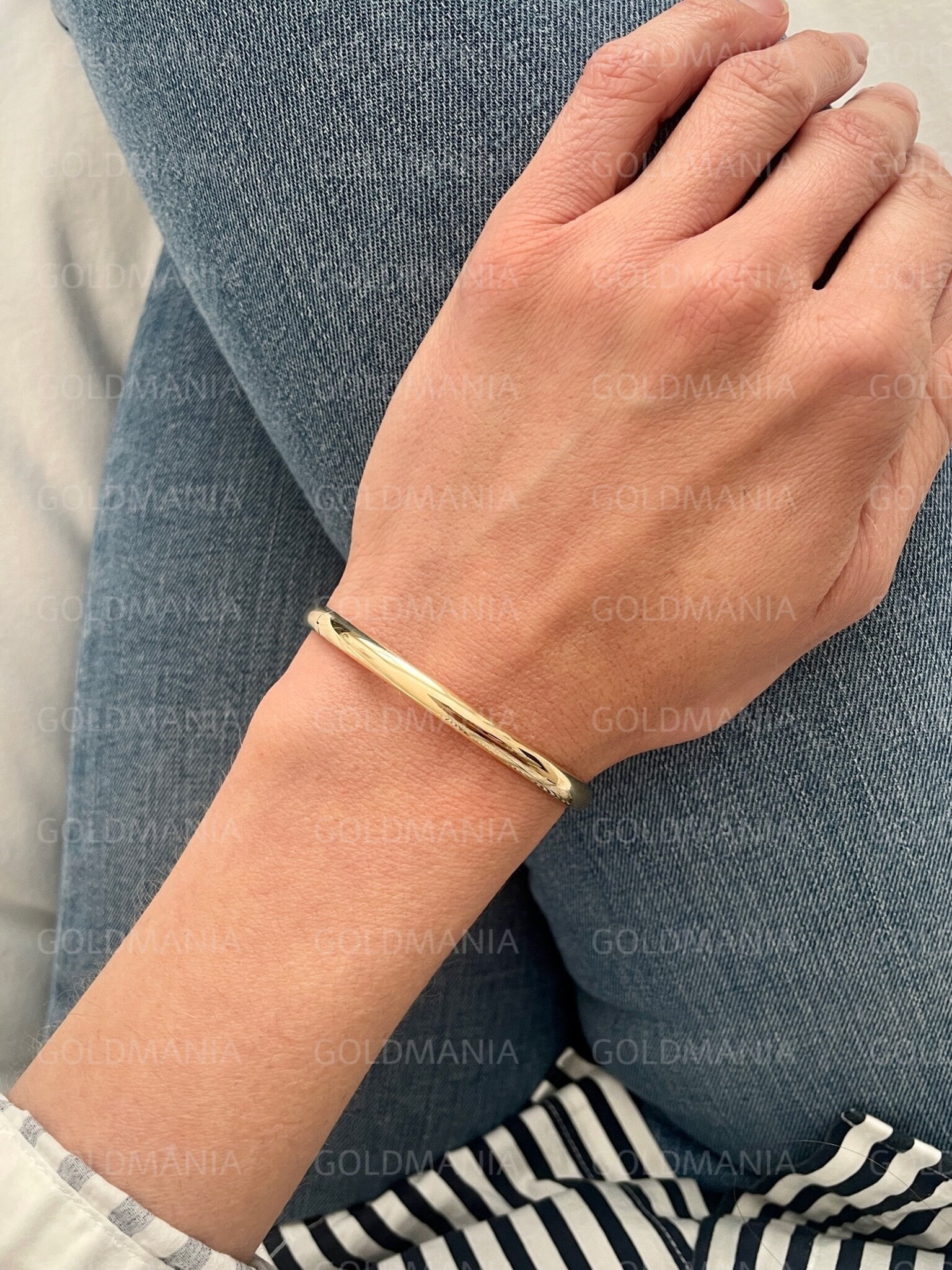 アクセサリー K10YG BANGLE 10K Yellow Gold Bangle Bracelet, 5mm Thick, 7